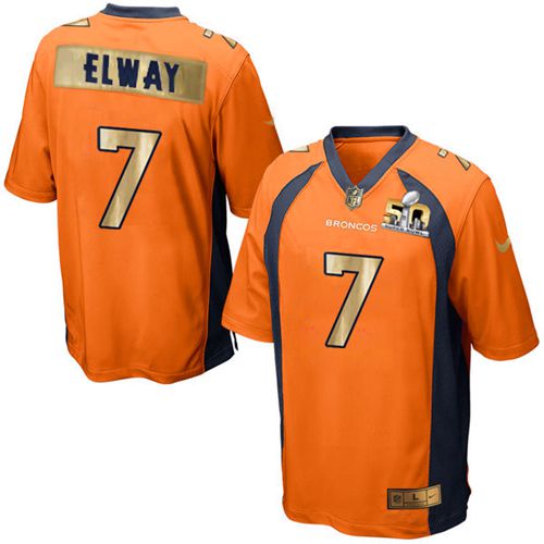 Nike Broncos #7 John Elway Orange Team Color Men's Stitched NFL Game Super Bowl 50 Collection Jersey - Click Image to Close